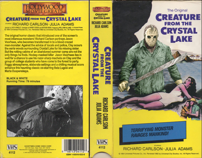 THE CREATURE FROM THE CRYSTAL LAKE CUSTOM RETRO VHS COVER